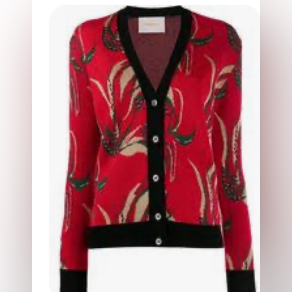 NWT La DoubleJ Printed Plunge Neckline Sweater w/ Tags Sz M - Picture 1 of 4